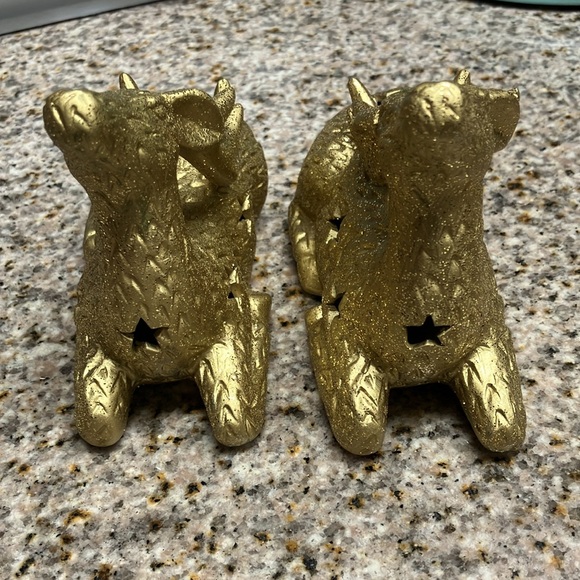 Christmas 2 set  ceramic gold reindeers decoration - Picture 6 of 6